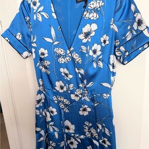 White House Black Market Blue Floral Midi Dress
